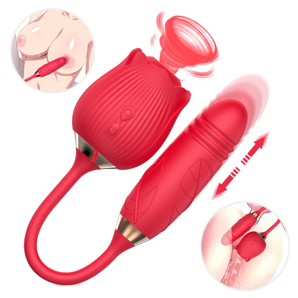 YW Clit Sucking & G-Spot Thrusting Rose Vibrator